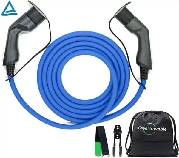Typ 2 Ladekabel Elektroauto Typ 2 22kW 5m 32a Schnelladekabel | mit Tasche, Klettband & Wandhalterung | TÜV |3 Phasig | ladekabel typ 2 22kW Elektro Auto